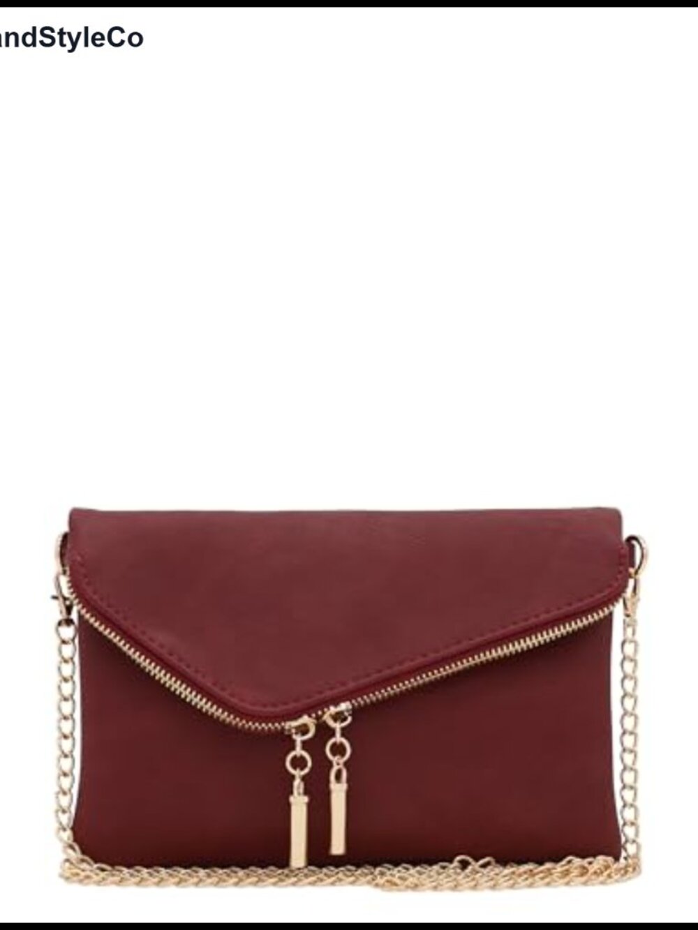 Envelope Wristlet Clutch Crossbody Bag with Chain Strap Faux Leather